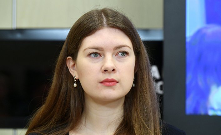 Руководитель движения "Волонтеры Победы" Ольга Амельченкова во время пресс-конференции на тему: "Волонтеры Победы": сохранение исторической памяти" в Международном мультимедийном пресс-центре МИА "Россия сегодня" в Москве.
