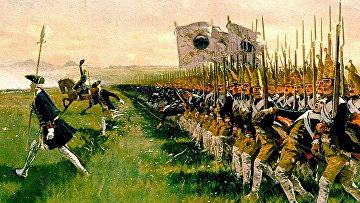 Атака прусской пехоты в битве при Гогенфридберге