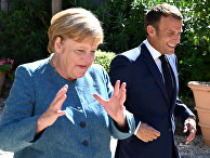 Президент Франции Эммануэль Макрон и канцлер Германии Ангела Меркель Президент Франции Эммануэль Макрон и канцлер Германии Ангела Меркель