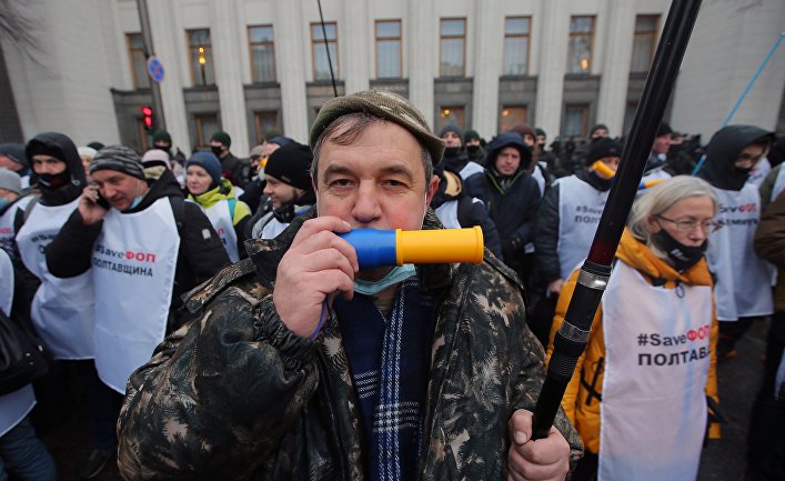 Акция против карантинных мер на Украине