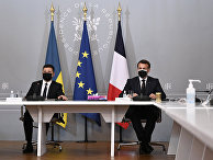 Президент Франции Эммануэль Макрон и президент Украины Владимир Зеленский Президент Франции Эммануэль Макрон и президент Украины Владимир Зеленский