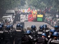 Акция протеста профсоюзов в Париже Акция протеста профсоюзов в Париже
