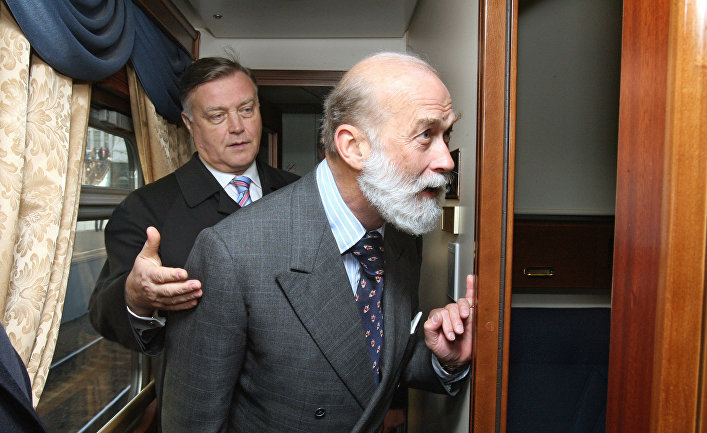 Президент ОАО "РЖД" Владимир Якунин и принц Майкл Кентский. Москва, 2007 год